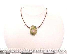 Unakite Healing Crystal Necklace Leather Cord Sterling Silver Clasp Balance - £11.31 GBP