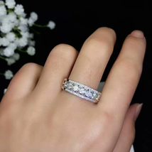 1.50Ct Simulated Diamond 14k White Gold Finish Anniversary Wedding Band Size 6.5 - £106.77 GBP