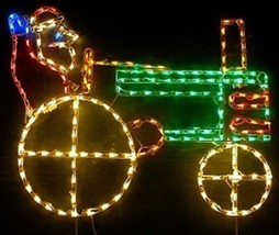 Christmas Santa Claus Tractor Holiday LED Outdoor Lights Decor Homemade Yard Art - £369.57 GBP