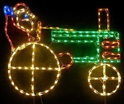 Christmas Santa Claus Tractor Holiday LED Outdoor Lights Decor Homemade Yard Art - £371.32 GBP