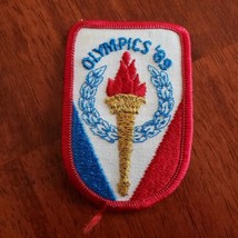 Olympics 89 Embroidered Patch Torch Red White Blue Laurel - £5.84 GBP
