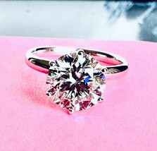 Solitaire Lab Grown Ring 3.03 Cts G VS1 Round Diamond Engagement 14k Whi... - $28,373.88 MXN