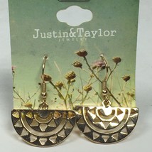 Justin &amp; Taylor half Sun Earrings - Shiny Gold Tone Drop - £11.19 GBP