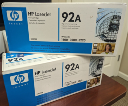 (2) HP 92A LaserJet Printer Toner Cartridge Black (C4092A) GENUINE NEW F... - $37.36