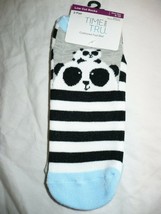 Time And Tru Low Cut Socks 2 Pair Shoe Size 4-10 Panda Bear &amp; Gray Hearts NEW - £7.15 GBP