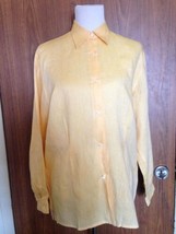 Women&#39;s MULBERRY ENGLAND 100% Linen Yellow Button Down Shirt SZ 12 Made ... - £76.81 GBP