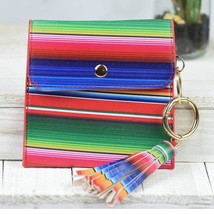 Key Ring Pouch With Tassel and Clip Serape Print - £11.61 GBP