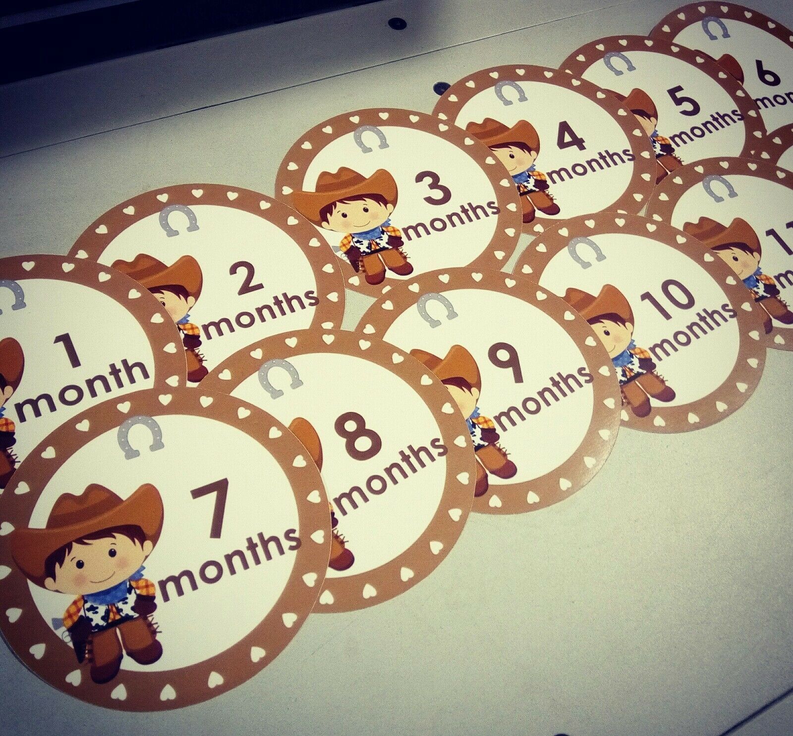 Monthly baby stickers. Cowboys bodysuit romper baby infants month labels