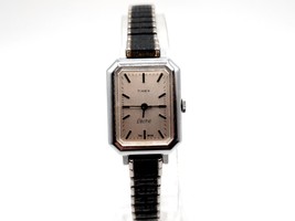 Vintage Timex Electric Watch Women New Battery Running Silver Tone 20x27mm - £19.57 GBP