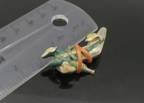 KENNETH JAY LANE 925 Silver - Vintage Enamel Floral Shoe Brooch Pin - BP8998 Item image 3