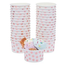 50 Pack Ice Cream Paper Cups, Disposable Sundae Dessert Yogurt Bowls, 8Oz, Dots - £28.00 GBP