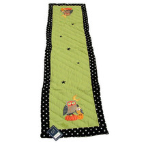 C&amp;F Hootenanny Owls Table Runner Embroidered &amp; Quilted 14x51 inches - $24.74