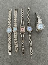 Lot of 5 Silver Tone Women&#39;s Watches Guess LA Express Bulova Estate Find... - £19.73 GBP