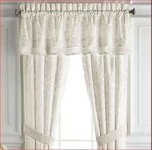 Croscill Astrid Double Layered Straight Floral Velvet Damask Valance Ivo... - £22.60 GBP