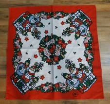 Vintage Christmas Carolers Bandana Made USA Springs Ind 21x21 16463 Cott... - £26.09 GBP