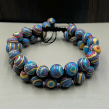 Natural Rainbow Calsilica C 8mm Beads Adjustable 2 Strand Thread Bracelet 2TB-25 - £11.06 GBP
