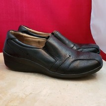 Dr. Scholl&#39;s Katie Wedges Black Pebble Leather Bicycle Toe Style- Size 6.5 - £14.94 GBP