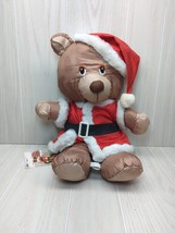 Potpourri Press Santa hat Nylon Christmas Sugar Bear Plush Brown teddy vintage - £14.21 GBP