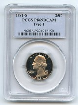 1981 S 25C Washington Quarter Proof PCGS PR69DCAM Type 1  20180167 - £14.88 GBP