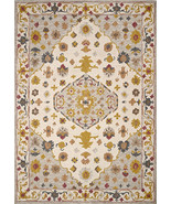 Handmade 8x10 Custom Tufted Wool Rug: Silky & Soft with Floral Yellow Shapes - €314,66 EUR - €2.489,62 EUR