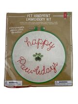 Made For Retail Embroidery Keepsake Kit Dog Paw Print Happy Pawlidays - $7.91