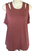 ALISON ANDREWS Short Sleeve Cold Shoulder Stretch Tunic Top Woman&#39;s Size L - £11.15 GBP