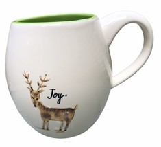 Magenta Joy Reindeer Mug Green Interior Coffee Tea Cocoa Large M Christmas - £17.45 GBP