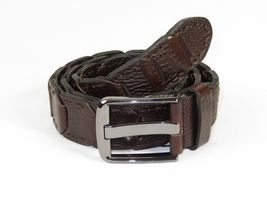 Men Genuine Leather Belt PIERO ROSSI Turkey Crocodile print Hand Stitch 69 Brown image 5