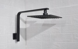 Aquaiaw Shower Arm And Shower Head Bundle, 10 15 Inch Wall Mount, Matte Black - $123.94