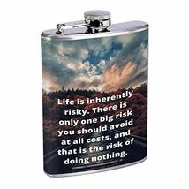 Life Risk Hip Flask Stainless Steel 8 Oz Silver Drinking Whiskey Spirits Em1 - £7.93 GBP