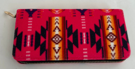 Native American Indian Women Fleece Organizer Foldable Wallet Pink - £16.82 GBP
