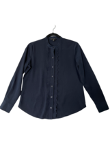 Banana Republic Factory Womens Shirt D Navy Blue Scallop Trim Button Up Xs Petite - £9.20 GBP
