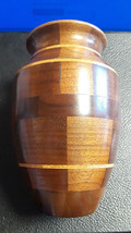 Beautiful Old Vtg Wood Hand Turned Segmented Vase - £39.50 GBP