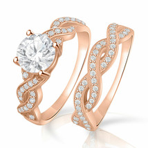 1.50Ct Artificial Diamond Engagement Bride Wedding Ring 14k Rose Gold Plated-... - £46.53 GBP