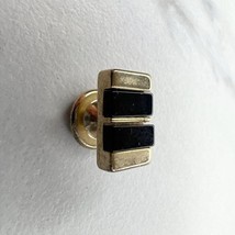 Vintage Gold Tone and Black Inlay Tuxedo Shirt Stud Button One 1 Single - $5.93