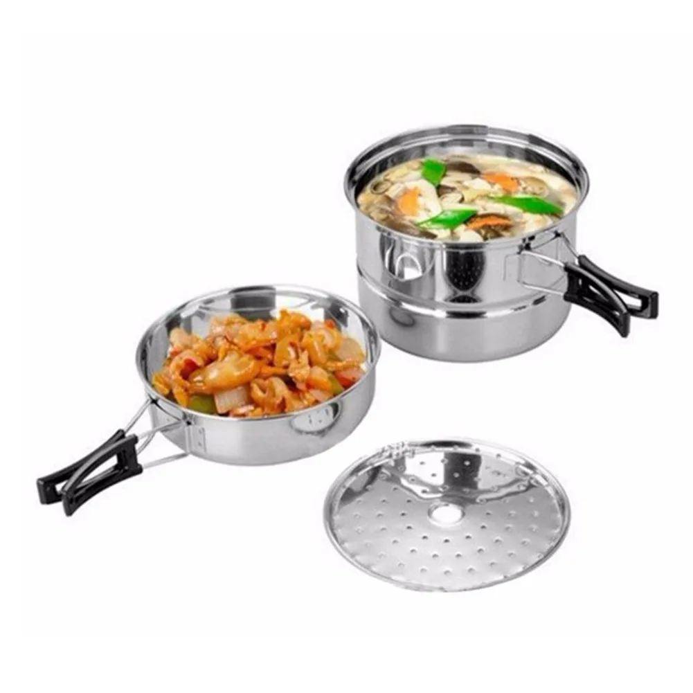 Portable Outdoor Camping Cookware Set Stainless Steel Cooking Pot Cooking Tools - £29.77 GBP+