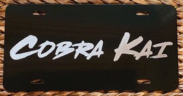 Cobra Kai Car Tag Engraved Gloss Black Silver Etched License Plate Great... - $22.99