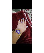 Bangle Bracelet &amp; Ring Purple Flower Design Sturdy &amp; Adjustable for Perf... - $34.78