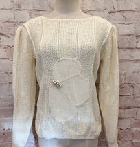Vintage Nannell Angora Rabbit Blend Crystal Embellished sweater Ivory NEW Medium - £94.59 GBP