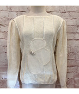Vintage Nannell Angora Rabbit Blend Crystal Embellished sweater Ivory NE... - £93.19 GBP
