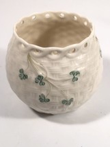 4.75” Belleek Trèfle Irlande Percé Vase Vintage Tissée Panier Écran - £32.14 GBP