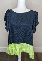 Maeve Anthropologie Silky NWT $128 Women&#39;s XS Blue Green Flowy Blouse AY - £35.02 GBP