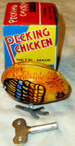 Pecking Chicken Wind Up Metal Tin Mechanical Toy Litho Print - $5.93