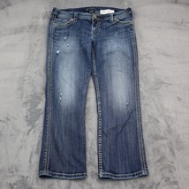 Silver Jeans Co Pants Womens W31 Blue Denim Twisted Capri Distressed Jeans - £23.72 GBP