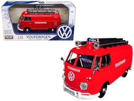 Volkswagen Type 2 (T1) Fire Van "Feuerwehr" Red 1/24 Diecast Model Car by - $776.96 MXN