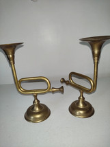 Pair Of Vintage Trumpet Style Brass Candlesticks - $29.70