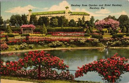Postcard PA Hershey Rose Garden And Hotel Hershey Linen Pool Roses (C1) - £3.82 GBP