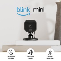 Blink Mini – Compact Indoor Plug-In Smart Security Camera, 1080P Hd, Black - £50.89 GBP
