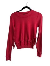 Free People FP ONE Womens INTERLAKEN Red Thermal Top Cropped Side Tie Sz S - £18.87 GBP