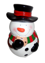 Christmas Snowman Cookie Jar 9&quot; Ceramic Vase Planter Teleflora Holiday Gift - £21.01 GBP